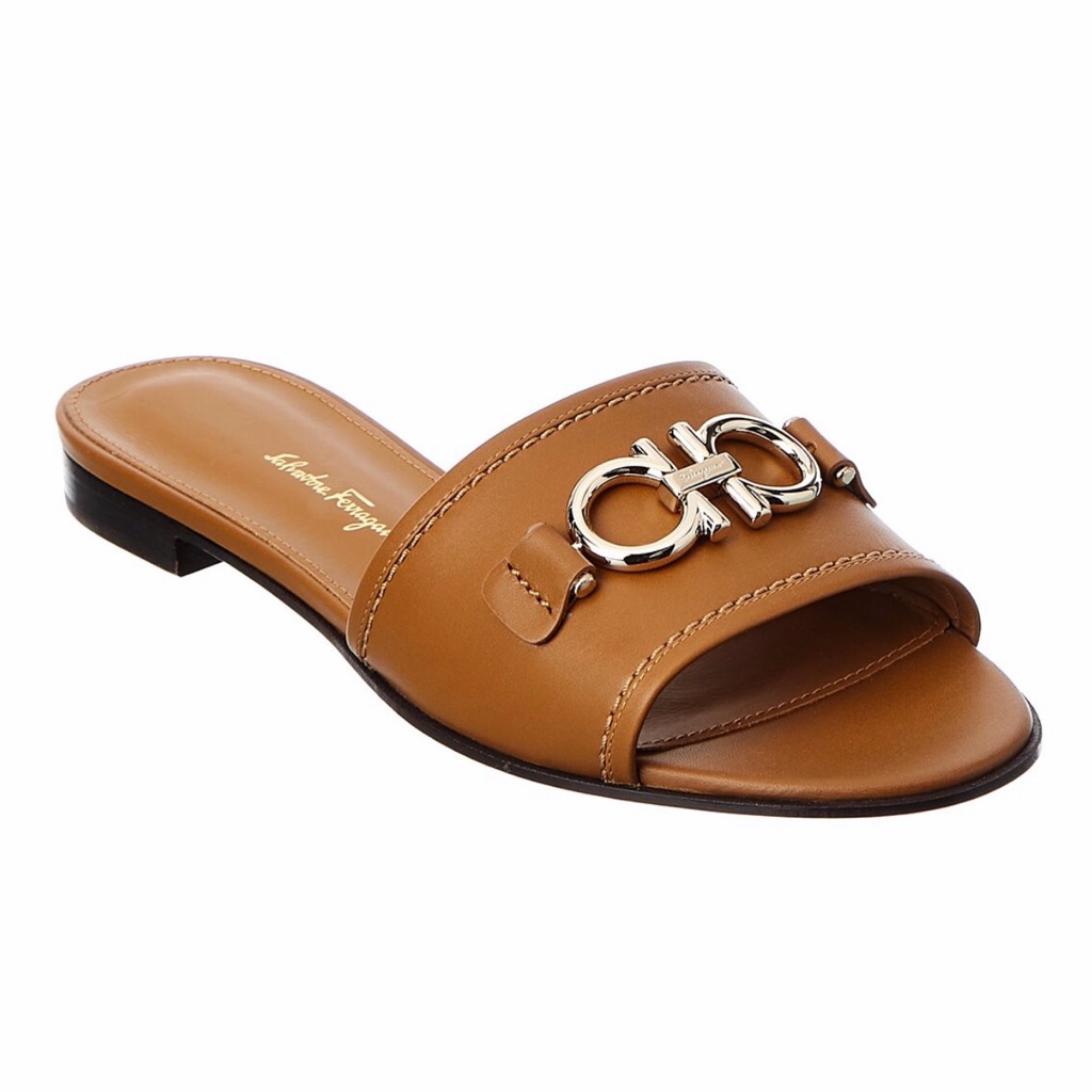 Salvatore Ferragamo Rhodes Leather Slide Sandals